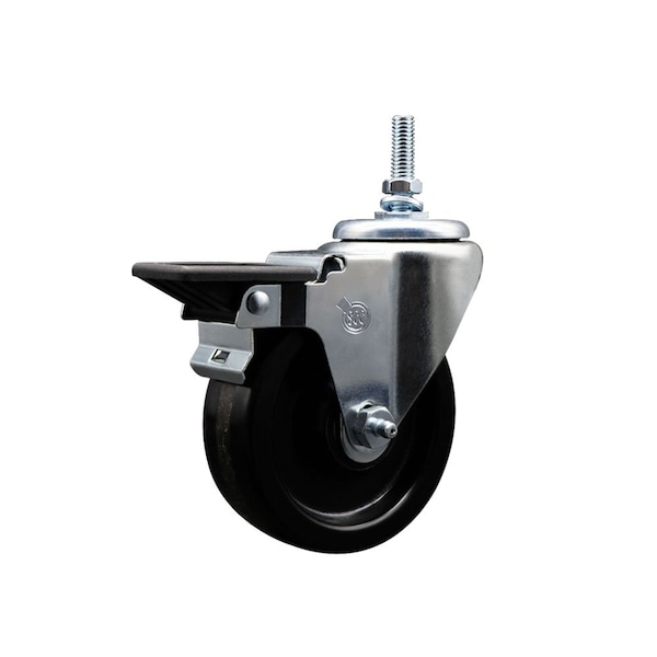 Service Caster 4 Inch Phenolic 38 Inch Threaded Stem Caster with Brake SCC-TS20S414-PHS-PLB-381615 - main